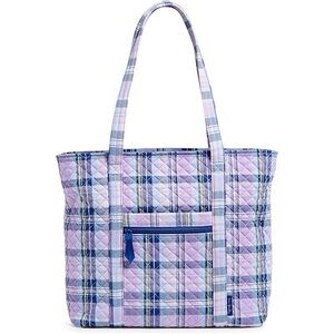 NWT Vera Bradley Amethyst Lilac Plaid Cotton Tote Bag